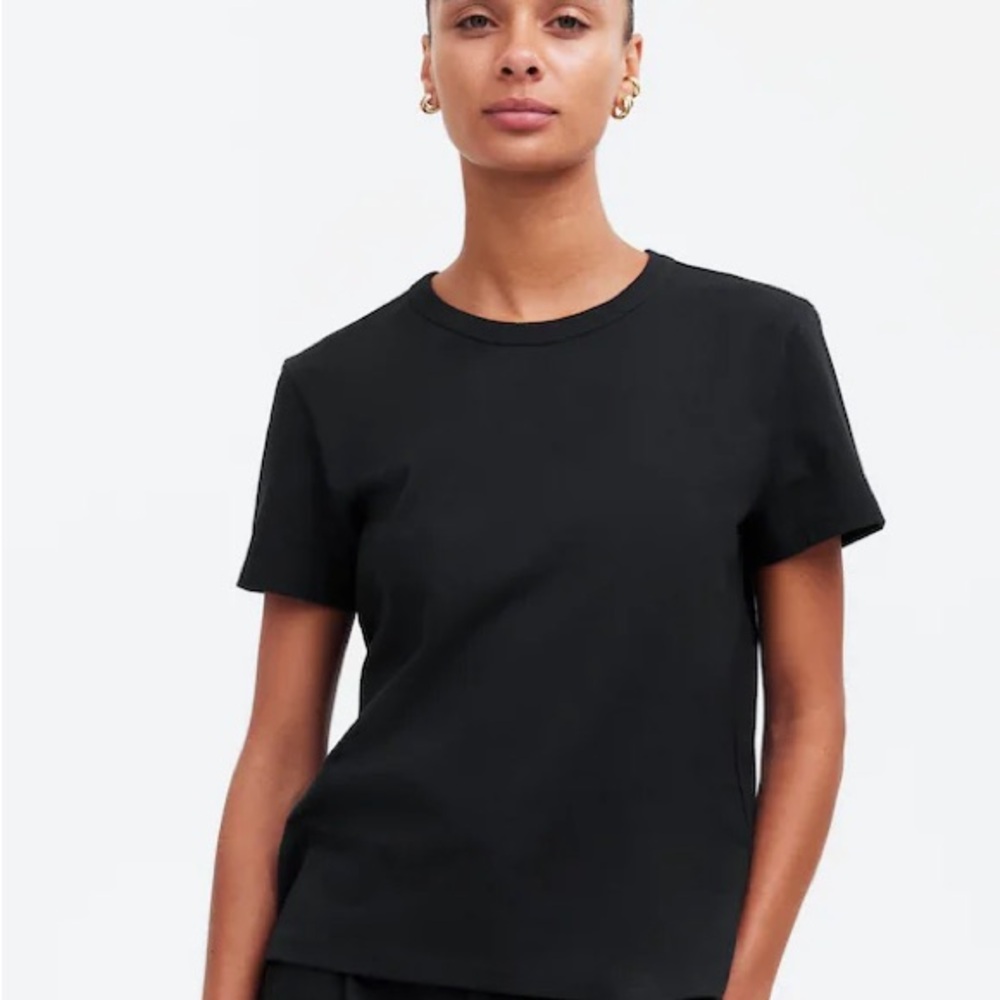 Madewell Yellow Cotton Ribbed Short Sleeve Tee